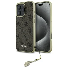Guess 4G Charms Kolekcijas viedtālruņa apvalks iPhone 16 Pro - brūns