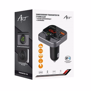 ART FM transmiters bluetooth 5.0 + USB A QC3.0 + Typ C (kopā 30W) FM-84B melns