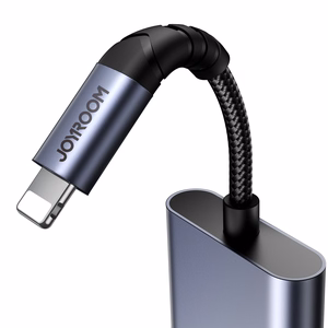 2‑in‑1 audio adapteris Joyroom SY-L01 Lightning uz 3.5mm + Lightning (melns)