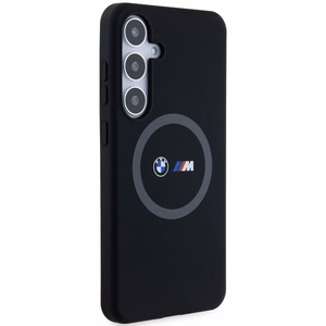 BMW M Silikona drukāts gredzens Magnētiskais viedtālruņa apvalks Samsung Galaxy S24+ - melns