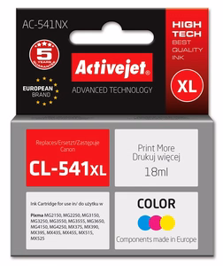 Activejet AC-541NX – trīskrāsu tintes kasetne, aizstāj Canon CL-541XL, 18 ml, Supreme