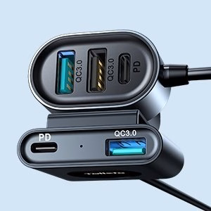 Joyroom automašīnas lādētājs 2xPD + 2xQC3.0 72W 1.5m melns (JR-CL05)
