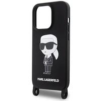 Karl Lagerfeld KLHCP15XSCBSKNK iPhone 15 Pro Max 6.7" cietais apvalks melns/melns Crossbody Silikona Ikonik