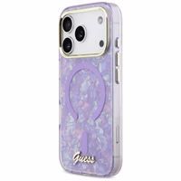 Guess IML Shell Script Metal MagSafe Maciņš for iPhone 17 Pro Max - violets