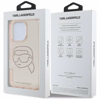 Karl Lagerfeld IML Rhinestones Karl Head apvalks iPhone 16 Pro rozā