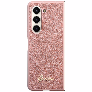 Guess Glitter Script viedtālruņa apvalks Samsung Galaxy Z Fold 5 - rozā