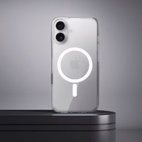 Clear Elite Mag Cover pret dzeltenumu, saderīgs ar kameras vadības pogu un Magnētisko IPHONE 16 caurspīdīgs