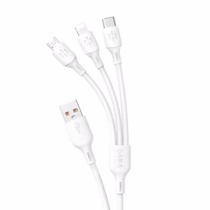 USB кабель - USB C / micro USB / Lightning 480Mb/s 6A 1.2m - белый