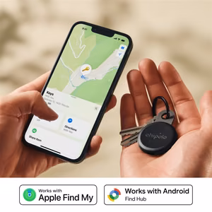 Chipolo LOOP – uzlādējams Bluetooth izsekošanas ierīce ar silikona cilpu iOS un Android ierīcēm, ogļu krāsā