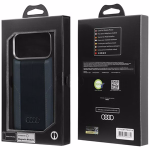 Audi A6 sintētiskā āda MagSafe viedtālruņa apvalks iPhone 17 Pro Max - melns
