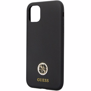 Guess GUHCN614DGPK apvalks iPhone 11 / Xr - melns Silikona Logo Strass 4G
