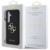 Guess Grained Big 4G Logo Small Classic Logo viedtālruņa apvalks Samsung Galaxy S25 Plus melns