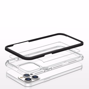  Skaidrs 3in1 vāciņš iPhone 13 Pro ar melno rāmis želejas pārklājums