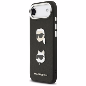 Karl Lagerfeld FW Grained Karl & Choupette Heads Pins & Logo iPhone Air Case - Black