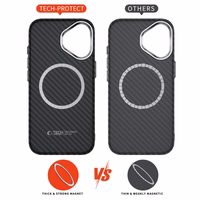 Tech-Protect Ion Carbon Magnētiskais viedtālruņa apvalks iPhone 17 - melns un sudraba