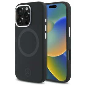 Mercedes silikona tonālais logotips Magnētiskais viedtālruņa apvalks iPhone 16 Pro Max - melns