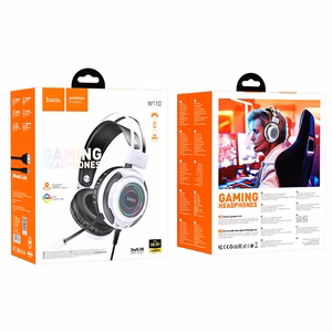 HOCO vadu austiņas USB A + Jack 3,5 mm ar mikrofonu spēlēm W110 2 m baltas