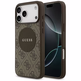 Guess 4G Circle Classic Logo Magnētiskais viedtālruņa apvalks iPhone 17 Pro Max - brūna