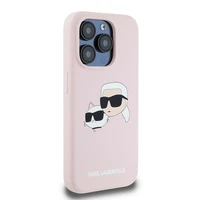 Karl Lagerfeld Silikonais Karl&Choupette MagSafe apvalks iPhone 15 Pro Max - rozā
