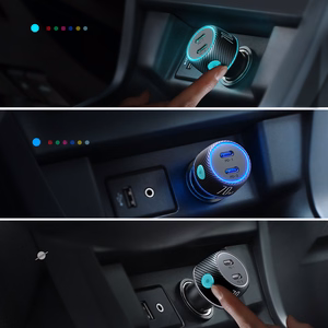 2x USB-C 70W automašīnas lādētājs ar LED apgaismojumu Joyroom JR-CCN02 - melns