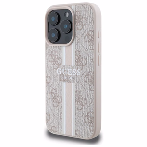 Guess 4G drukātās svītras magnētiskais viedtālruņa apvalks iPhone 16 Pro Max - rozā
