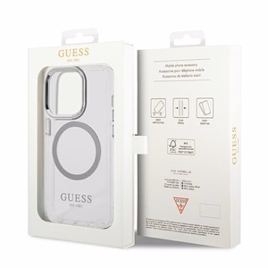 Guess GUHMP14XHTRMS iPhone 14 Pro Max 6.7" sudrabains/sudrabains cietais apvalks Metāla kontūra Magnētiskais
