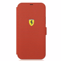 Ferrari FESPEFLBKP12SRE iPhone 12 mini 5.4" sarkans grāmatas tipa vāciņš On Track perforēts