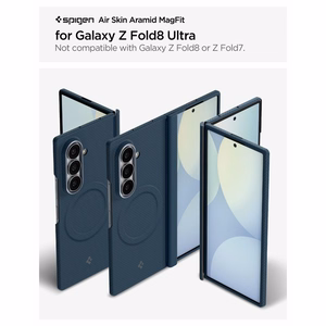 Spigen AirSkin Aramid MagFit MagSafe maciņš modelim Samsung Galaxy Z Fold 8 Ultra – tumši zils