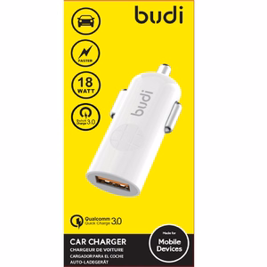 Budi BD062Q automašīnas lādētājs ar 1 USB-A pieslēgvietu, ar LED indikatoru