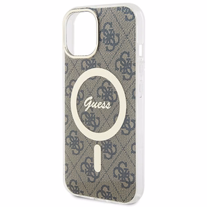 Guess IML 4G magnētiskais viedtālruņa apvalks iPhone 15 Plus - brūns
