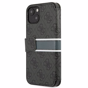 Guess GUBKP13S4GDGR iPhone 13 mini 5.4" pelēks/pelēks grāmatas tipa apvalks 4G Stripe