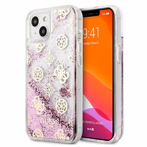 Guess GUHCP13SLGPEPI iPhone 13 mini 5.4" rozā/rozā cietais apvalks Peony Liquid Glitter