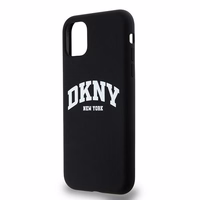 DKNY Šķidrs silikona balts drukāts logotips magnētiskais viedtālruņa apvalks iPhone 11/Xr - melns
