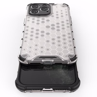 Honeycomb viedtālruņa apvalks iPhone 14 Pro Max bruņots hibrīda vāks caurspīdīgs