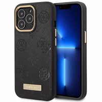 Guess Peonijas Logotipa Plāksne Magnētiskais viedtālruņa apvalks iPhone 14 Pro Max 6.7" - melns