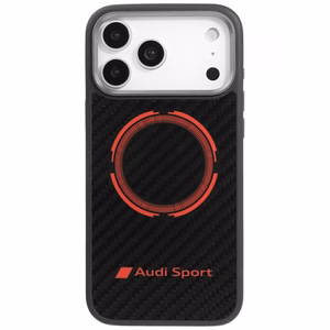 Audi RSQ Oglekļa šķiedras Sporta sarkanais aplis Magnētiskais viedtālruņa apvalks iPhone 17 Pro Max - melns