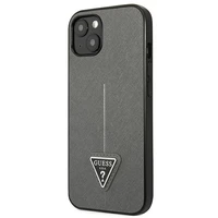 Guess GUHCP14MPSATLG iPhone 14 Plus 6.7 "sudraba/sudraba cietais apvalks SaffianoTriangle Logo