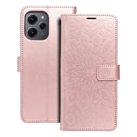 MEZZO Grāmatas tipa viedtālruņa apvalks XIAOMI Redmi 12 4G / 12 5G mandala rozā zelts