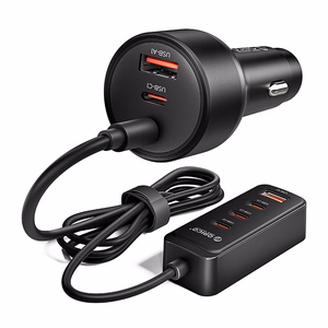 Orico ChargeClip 108W auto lādētājs 2x USB-A + 4x USB-C ar klemmi - melns