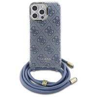 Guess Crossbody Cord 4G Print viedtālruņa apvalks iPhone 16 Pro Max - zils