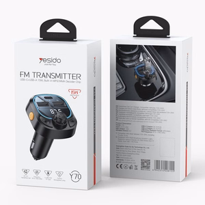 YESIDO BT 5.3 TRANSMITTER Y70 15W LED USB-2xA+C+ MICROSD melns
