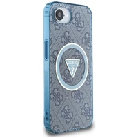 Guess IML Metal Glitter 4G Circle Triangle magnētiskais viedtālruņa apvalks iPhone 16e - zils