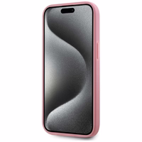 Karl Lagerfeld Wrinkled Metal Signature viedtālruņa apvalks iPhone 15 - rozā