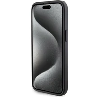 Ferrari Grip Stand Metal Logo apvalks iPhone 15 – melns