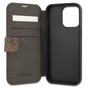 Guess GUBKP13X4GMGBR iPhone 13 Pro Max 6.7" brūns/brūns grāmatas tipa apvalks 4G Big Metal Logo