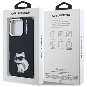 Karl Lagerfeld IML Aquarelle Choupette & Logo macins iPhone 16 Pro Max - melns