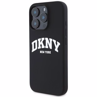 DKNY Silikona baltais drukāts logotips magnētiskais viedtālruņa apvalks iPhone 16 Pro Max - melns