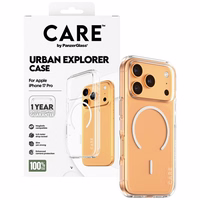 CARE by PanzerGlass Flagship Urban Explorer viedtālruņa apvalks ar baltu magnētisko MagSafe, paredzēts iPhone 17 Pro – caurspīdīgs