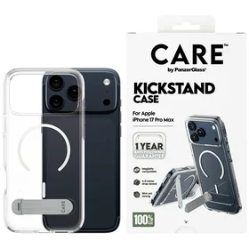 CARE by PanzerGlass Funkcionālais apvalks ar statīvu Magnētiskais iPhone 17 Pro Max - Caurspīdīgs