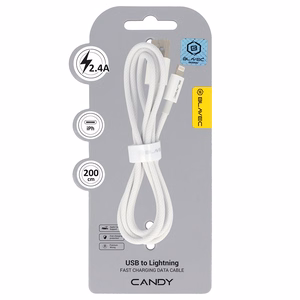 Blavec Кабель Candy плетёный - USB to Lightning - 2,4A 2 метра Apple CarPlay (CCA-UL24W20) белый